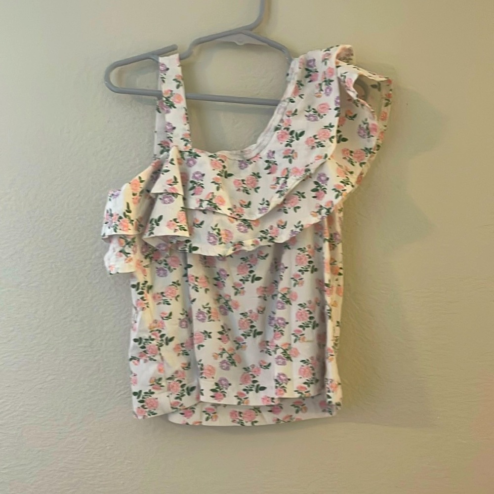 Zara girls floral one shoulder tank top size 9